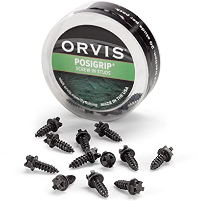 Orvis Posigrip Screw-in Studs for Wading Boots - Tungsten Carbide Traction for Fishing Shoes and Boots, Black - 24 Studs per/Pack