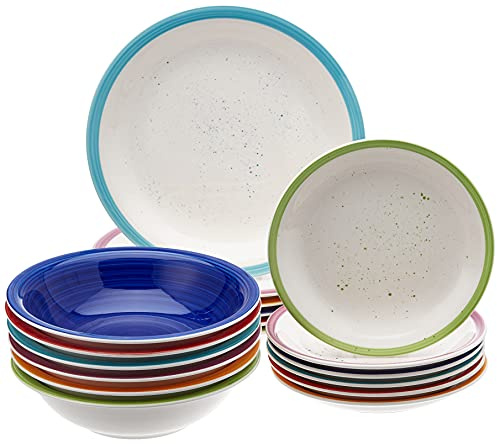 Tognana Holi - Juego de platos para 6 personas, 18 piezas, Stoneware, multicolor