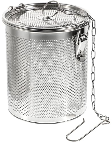 Yardwe Stainless Steel Spice Infuser Basket with Chain Hook, Extra Fine Mesh Soup Strainer for Cooking, Seasoning, and Brewing Tea, 5.51x5.51x5.90 Inch