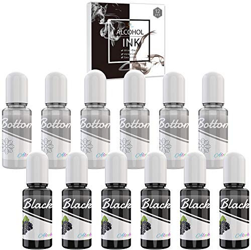 Weiß & Schwarz Alkohol Tinte Set - 120ml Weiße und Schwarze Farbe Alcohol Ink für die Harz Petrischalen Herstellung, Epoxidharz Malerei, Yupo - Alkoholfarbe für Epoxy Resin, Harz Kunst, Malen - 4oz