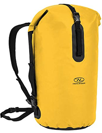 Highlander Waterproof Dry Bag 70L - Duffle Roll Top Backpack - Removable Backpack Adjustable Style Straps - Ideal for Canoeing, Fishing, Rafting, Swimming, Boating and Snowboarding