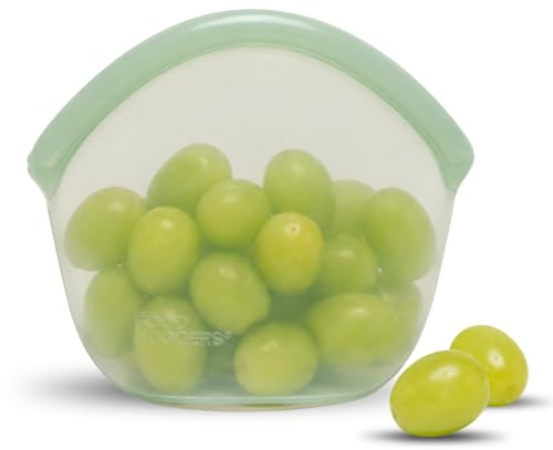 Food Huggers Hugger Bags Wiederverschließbare Silikon Snackbeutel BPA-frei, Spülmaschinengeeignet & gefrierschrankgeeignet Wiederverschließbarer Snackbeutel | Klein, 13 fl oz, Wacholder