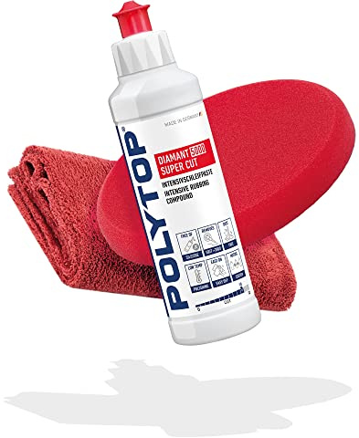 Premium Auto Politur Bundle: POLYTOP Diamant 5000 Super Cut 250ml + POLYTOP Cutting Pad 160mm + detailmate Poliertuch 550GSM - Zur professionellen Autoaufbereitung, auch für Einsteiger geeignet