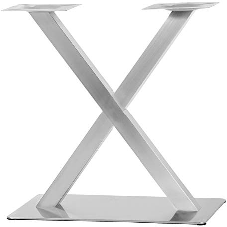 BuRuiYoten Estructura de Mesa de Acero Inoxidable Patas de diseño Resistente estrctura en Cruz Doble pie de Mesa de Patas Plateadas Juego de Estructura de