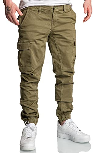 REPUBLIX Herren Jogger Cargo Chino Jeans Hose R2207 Olive W34