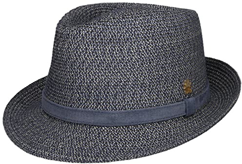 Mayser Zechbauer Trilby Hut Hanf Leinen UV-Schutz Ledergarnitur Made in EU Herren Sommer blau 61 cm
