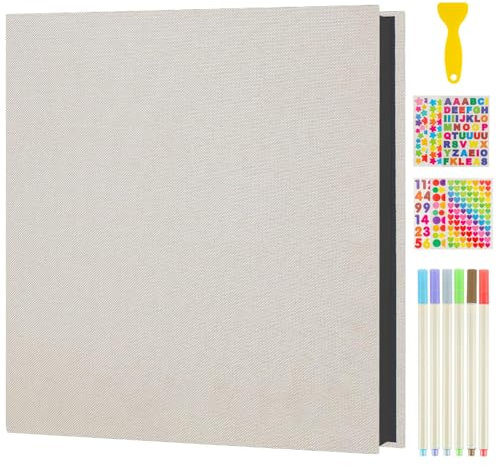 Boic Fotoalbum Selbstklebend Einkleben, Leinen Fotoalben zum Selbstgestalten 40 Schwarze Seiten Scrapbook Fotobuch, Hochzeit Jahrestag Geburtstag Geschenke (Beige)
