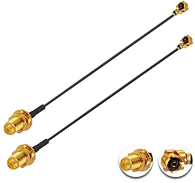 Vecys 2 Stück U.F.L1 zu RP-SMA Buchse Low Loss Koaxialkabel 10 /25CM U.F.L1 1.13mm Mini-Koaxial Pigtail Kabel für Wireless Router Mini PCIE Netzwerkkarten PCI Wi-Fi WAN Repeater