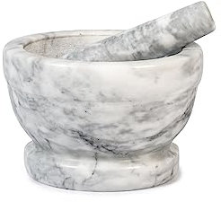 H&H Mortaio In Marmo Bianco Con Pestello Cm 18