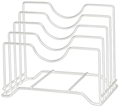Chopping Board Organizer Stand, Metal Cutting Board Holder 4 Slots Tray Organizer Rack Cutting Board Rack Holder for Kitchen Cabinet(White)