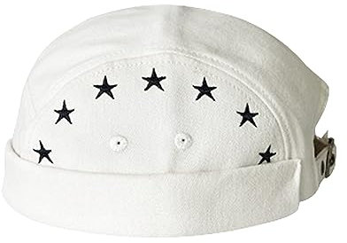 ACVIP Herren Sommer Stickmuster Dockercap Mütze Kuppelkappe Cap Dockermütze Sommermütze(Weiß)