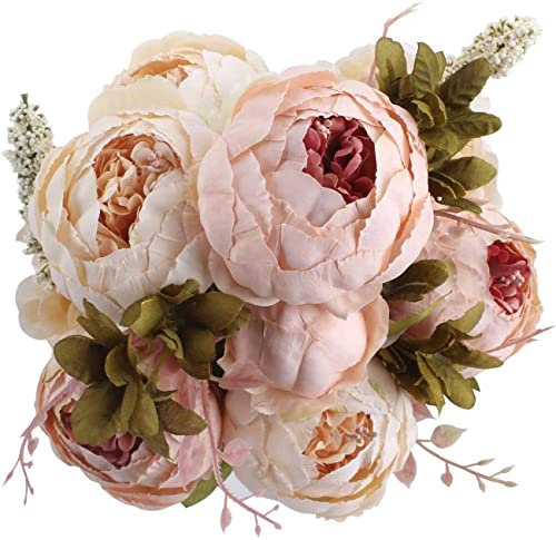 JOYHAZE Mazzo di peonie artificiali, 48,3 cm, seta, grandi peonie, fiori artificiali con boccioli per matrimonio, casa, festa, ufficio, decorazione da tavolo, composizioni floreali fai da te