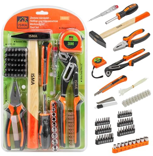 ISMA Multifunktionales Werkzeug-Set, 101-teilig, 1/4 Zoll (0,64 cm), für Heimwerker zu Hause und im Büro, in einer Aufbewahrungstasche