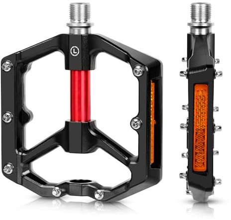 Fahrradpedale mit reflektierenden Streifen, 3 abgedichtete Lager, rutschfeste CNC-Aluminium-Fahrradplattform, 9/16 Zoll Pedale für Rennrad, MTB, E-Bike