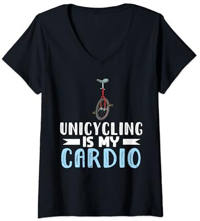 Einrad Fahrrad Lustiges Training Lernen Radfahren T-Shirt mit V-Ausschnitt