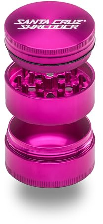 Santa Cruz Shredder Metal Herb Grinder Knurled Top for Stronger Grip 3-Piece Medium 2.2 (Pink)