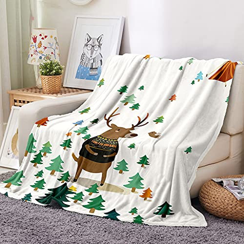 EHOMERY Kuscheldecke Personalisiert Picknick Decke Outdoor Kuscheldecke Jungen Quilt Decke Patchwork Landschaft Camping-Decke Dekorative Weiche Kuscheldecken Weiß 100x70cm