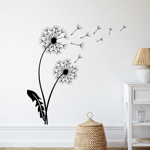 GRAZDesign Wandtattoo Pusteblume Blumen Wandaufkleber für Kinderzimmer Schlafzimmer Wohnzimmer Löwenzahn Pflanzen - 31x30cm / grau