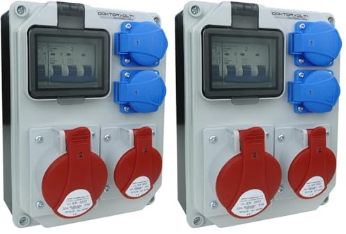 Preis-Zone HL-S 5361 - Distributore di corrente da cantiere, 32 A, 16 A, 2 x 230 V (Confezione da 2)