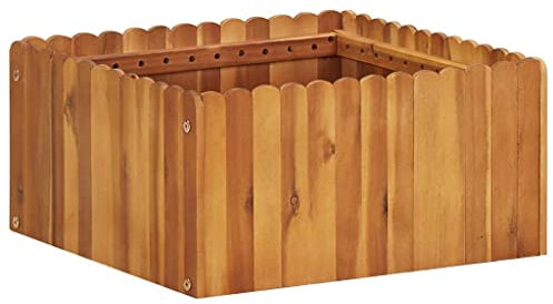 ZEYUAN Lit surélevé de Jardin 50x50x25 cm Bois Massif d'acacia,Bordure Pierre,Kit Gabion,Gabion Jardiniere
