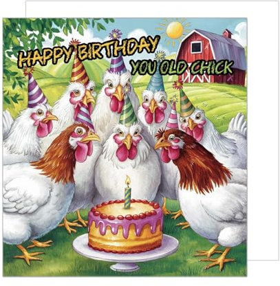 Edition Seidel Premium quadratische Geburtstagskarte mit Umschlag. Glückwunschkarte Happy Birthday Billet Karte mit Spruch für Mann Frau Kind Hühner Tiere lustig Humor (GQ349 SW024)