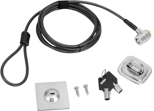QWORK Universal Laptop Cable Lock - Anti-Theft Combination Lock with 6.5ft Cut-Resistant Cable & Anchor Plate for Laptops, Tablets & Devices - Key Lock with 2 Keys & Anchor Included