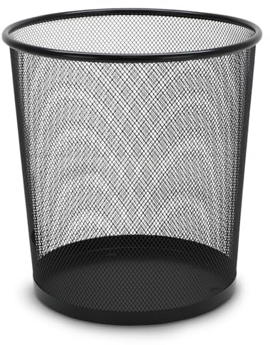 Waytex 931103 Papierkorb aus Metall, Netzgewebe, 13 l, Schwarz, Abfalleimer für Büro, Badezimmer, Küche