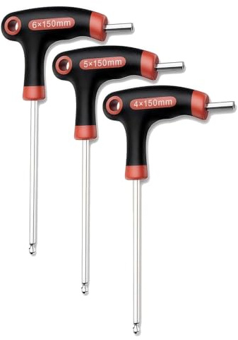yuentoen Set di 3 chiavi con impugnatura a T (4 – 6 mm), set di cacciaviti a testa esagonale con testa a sfera per bicicletta, set di cacciaviti angolari