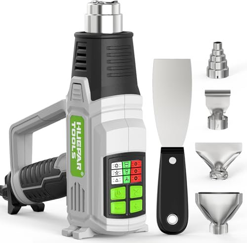 Huepar Tools 2000W Heißluftpistole Kit mit LCD-Bedienfeld, 12 Temperaturstufen 50℃-600℃ Heißluftfön, Ideal zum Heikle Operationen, Schrumpfen, Abbeizen von Farbe, Geschenk Lehrer, Vatertag, Männer,Sie