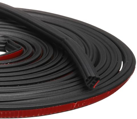 sourcing map Rubber Weather Stripping Door Seal, Self-Adhesive Doors Seal Strip Insulation Soundproofing Strip for Door Window Isolation of Noise (Black,0.4x33Ft)