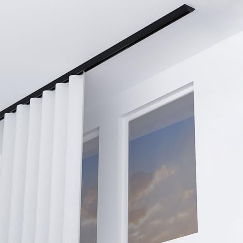 Deckenschiene für Vorhänge, 4,8 m, Vorhangschienensystem mit Metall-Raumteiler-Set, ideal für Zuhause, Salon, Krankenhaus, Wohnmobil, Trennwände, Stangen, Regal, Deckenhalterung, ultradünne Schienen