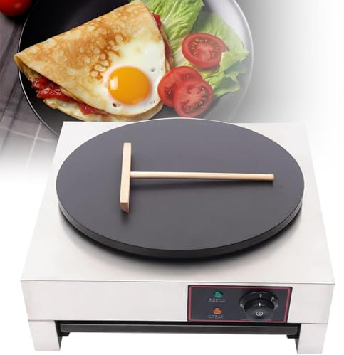 JJENXYYDS Máquina para Hacer panqueques de Acero Inoxidable de un Solo Cabezal Comercial, máquina para Hacer Crepes para Cocina con Placa calefactora Antiadherente para Crepes Redonda Máquina