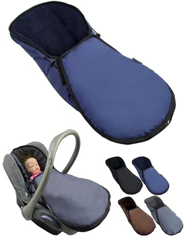 Fotsäck för babystol [vinteråkpåse] för barnbilstol kompatibel med Maxi Cosi babystolar grupp 0+ termofleece sittdyna, justerbar (marin)