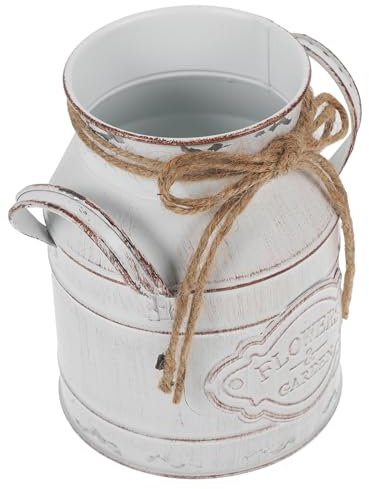 VOSAREA Rustic Iron Flower Pot for Home Decor Vintage Style Milk Jug Planter Multi-Function Bucket for Small Plants for Farmhouse Decoration