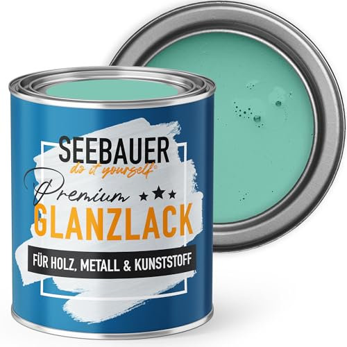 SEEBAUER diy Glanzlack Türkis 375ml für Innen & Außen (No. 773 Indian Sea) Möbelfarbe ohne Schleifen - Hybrid-Lack für Holz, Metall & Kunststoff - Holzlack, Möbellack hohe Deckkraft