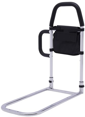 JNHWFDB Rails de lit avec Poche de Rangement, Rail d'assistance de lit de sécurité pour Personnes âgées, Garde-Corps de Protection en Canne, 300 LB, Coins arrondis, pour Tout Cadre de lit