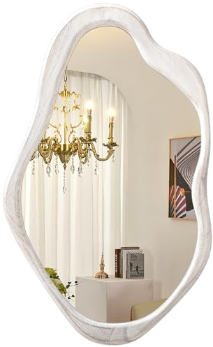 AOAOPQ Grand miroir irrégulier 50 x 70 cm noir miroirs asymétriques muraux décoratifs avec cadre en bois pour salle de bain, chambre à coucher, salon, entrée