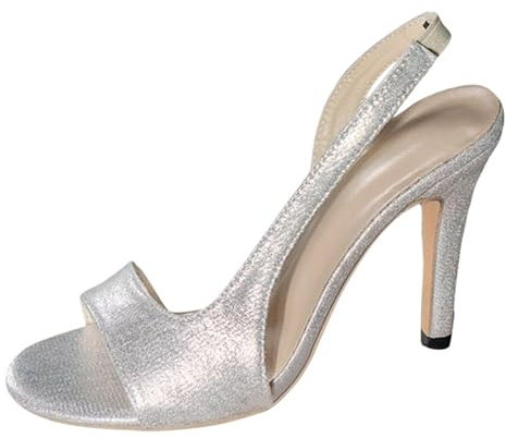 Générique Sandales Femme Talon Chaussures Confort Chic Escarpins Petit Talons Bloc Chaussure Femme Talon Bout Ouvert Escarpins Couleur Unie de Cocktail de Mariage Fête (Silver, 42)