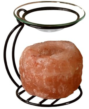 Salzkristall Duftlampe mit Teelichthalter und Glasschale + Geschenkkarte