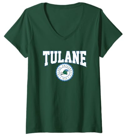 Womens Tulane University Green Wave Collegiate Seal V-Neck T-Shirt