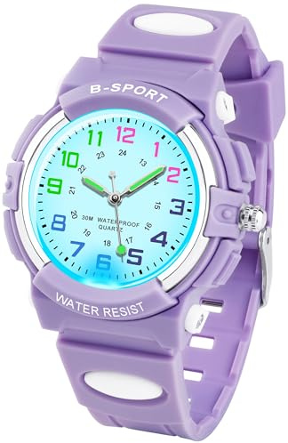 Edillas Kids Analog Watch with 7 Color LED Light, Kids Toys Wristwatch, Children's Jewelry, School Gifts for Boys Girls