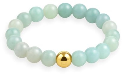 GD GOOD.designs EST. 2015 Anneau antistress en pierres naturelles | Bagues élastiques en amazonite femme avec perle dorée | Bagues anti-anxiété étanches – Taille 54-60