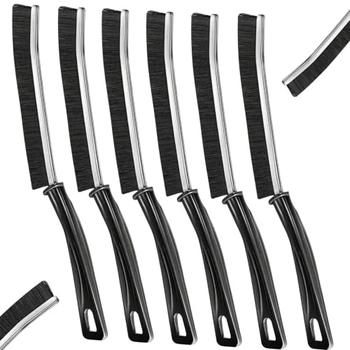 ToolSpace Brosse Joints Nettoyage Interstices Crevasses Lot De 6 pour Salle De Bain Cuisine Toilettes Carrelage Fenêtres avec Poignée Acier Inoxydable 12 Cm, Poils Durs, Longueur Totale 23,5 Cm