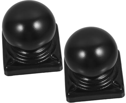 Gadpiparty 2pcs Black Iron Ball Metal Post Caps for Square Fence Posts Decorative Finial Toppers for Garden and Deck Railings Weather Resistant Protective Cover