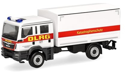 Herpa LKW Modell MAN TGM MzKW DLRG/Katastrophenschutz, Miniatur im Maßstab 1:87, Sammlerstück, Made in Germany, Kunststoff