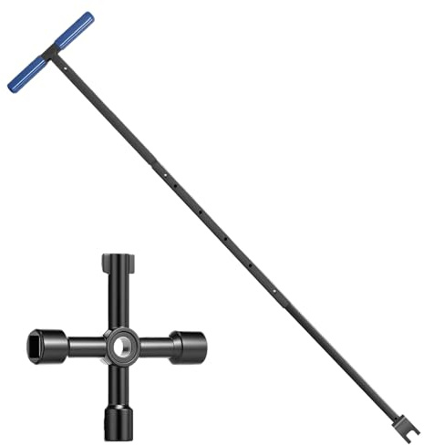 Ventil-Absperrschlüssel – massiver Stahlstab, T-Griff, Wasserzähler-Schlüssel, rutschfest, starke Rohrsteuerung, Drehwerkzeug, Sanitärarbeiten, Bewässerungsnetze, Hof, Garten, Graspflege, Outdoor