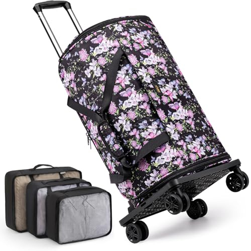 Rolling Garment Bag for Travel, 50L Duffle Bag with Shoe Compartment, 4pcs