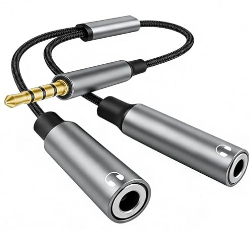 Lullu Splitter Audio Double Prise Jack 3.5mm, Aux DAC Hi-Res 24bit/96KHz