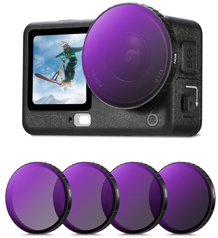 K&F CONCEPT Clip-On ND8, ND16, ND32, ND64 Filter Kit für Osmo Action 6 | 4er-Pack Schnellwechsel-Filter, Graufilter, Lichtreduzierende Neutraldichtefilter, HD-Optikglas/Mehrfachbeschichtet, FD141