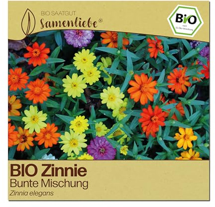 Samenliebe BIO Zinnien Samen | bunte Zierblumen Mischung - Schnittblumen - samenfestes BIO Saatgut